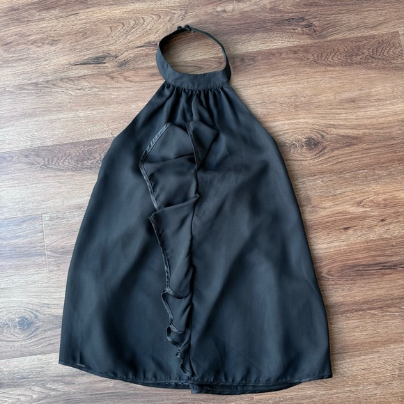 Julie Brown Sleeveless Ruffle Halter Top Black - Picture 6 of 11